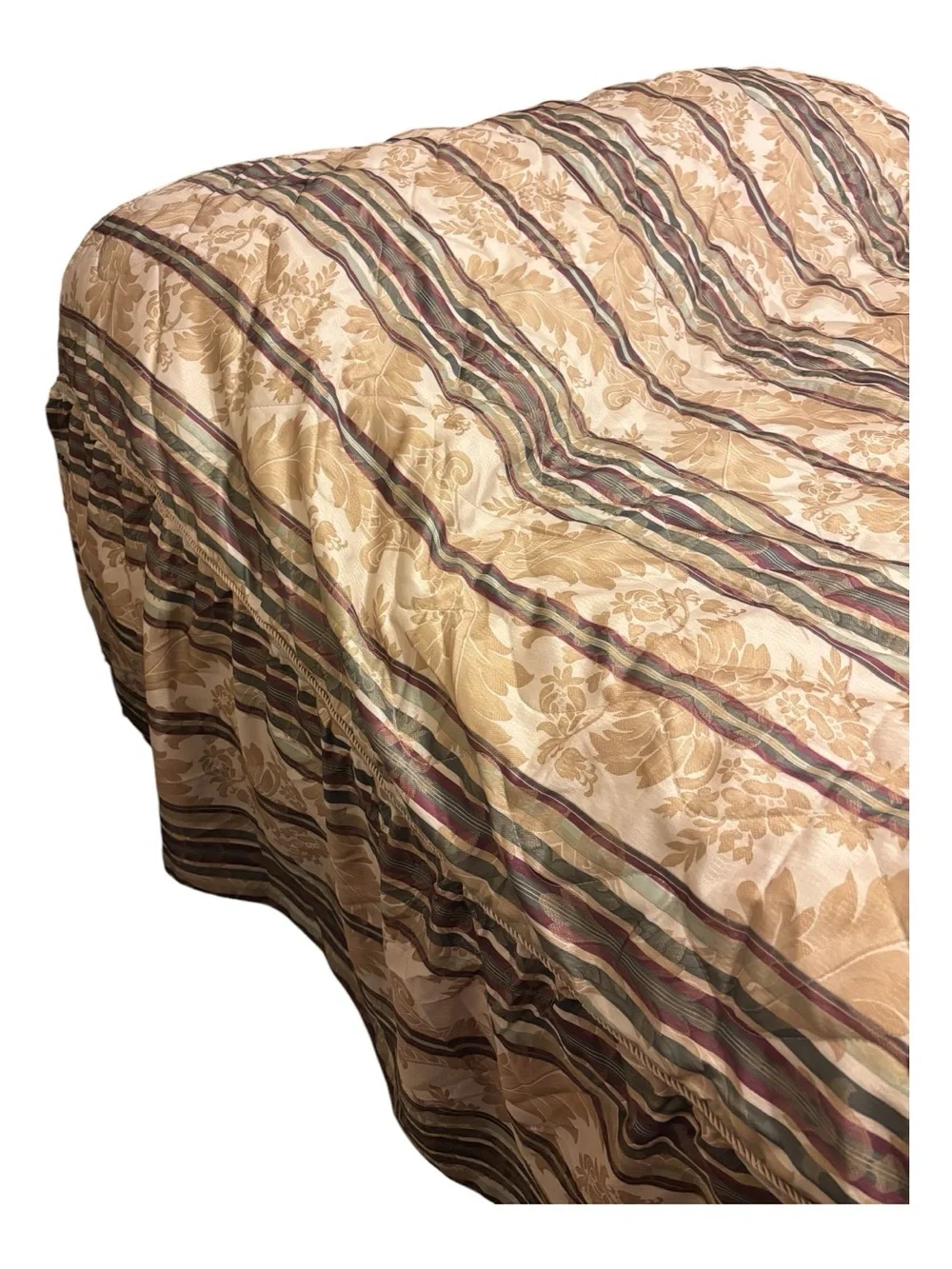 Vintage Regal Home Dover Manor Dunhill Queen Bedspread Floral Striped Damask